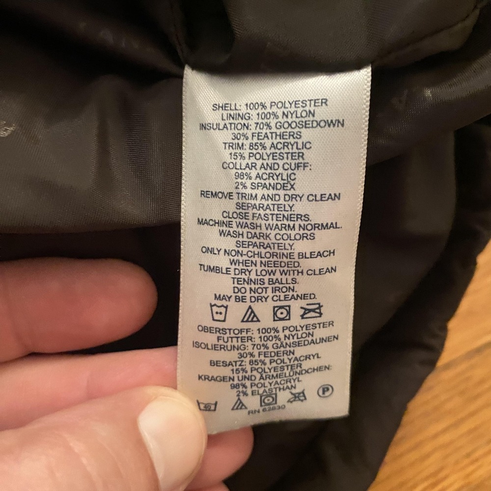 Lands' End Jacket Womens XS Petite Brown Quilted Down Faux Fur Hood Parka Zip - Picture 11 of 14